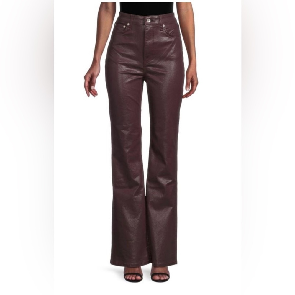 Rag and bone High-rise Flare color burgundy size 32 five pockets style